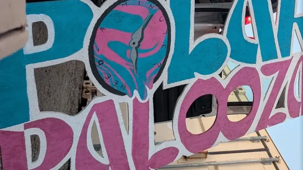 The hand-painted Polar Palooza sign